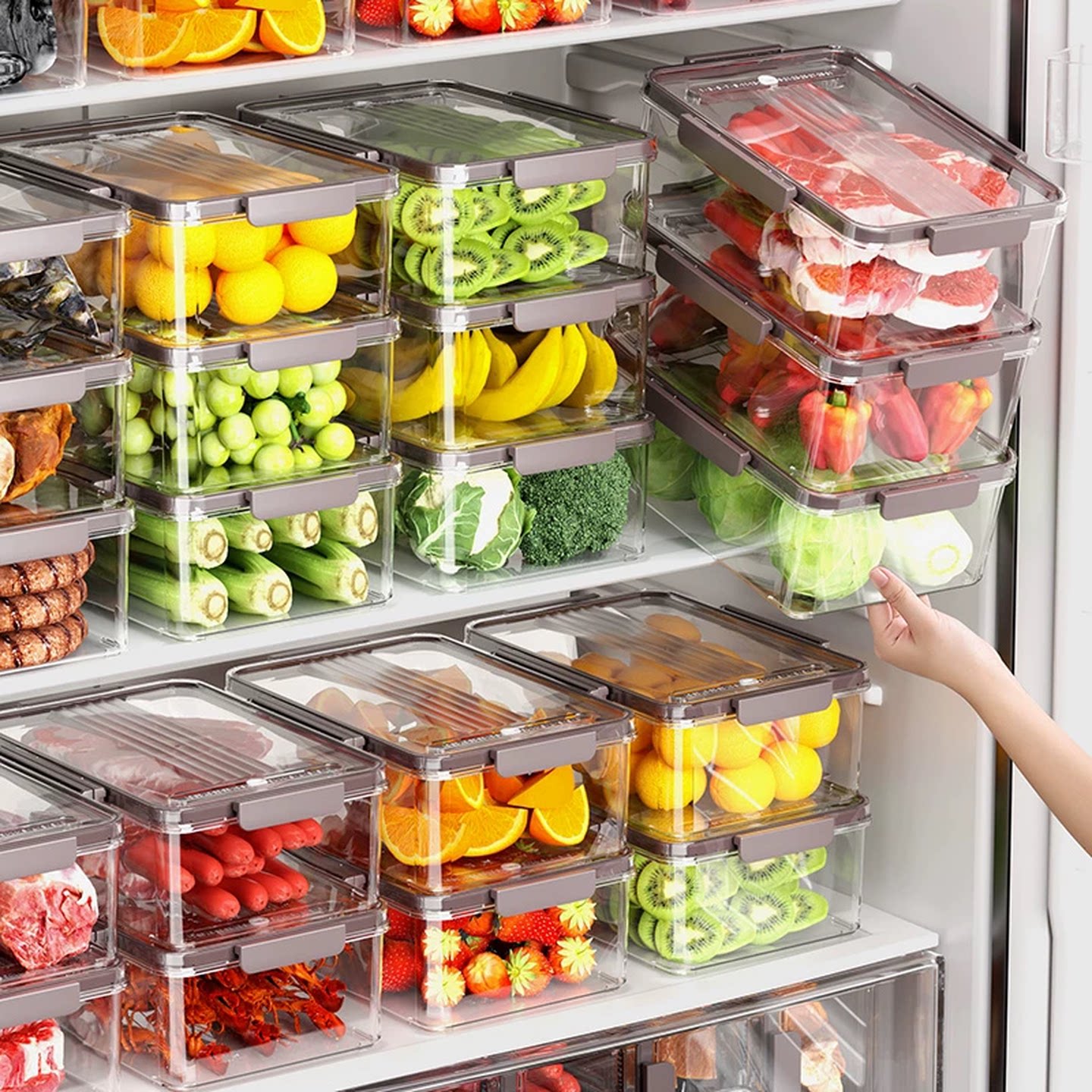 冰箱收纳储物盒食品级厨房专用蔬菜水果保鲜冷冻储物盒子神器密封