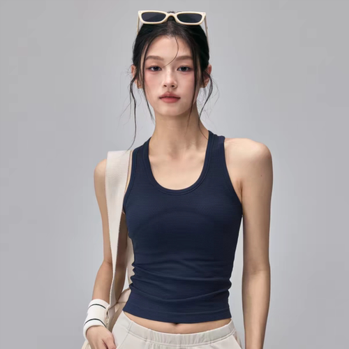 工字露背瑜伽背心女带胸垫运动内衣防震跑步普拉提健身上衣训练服