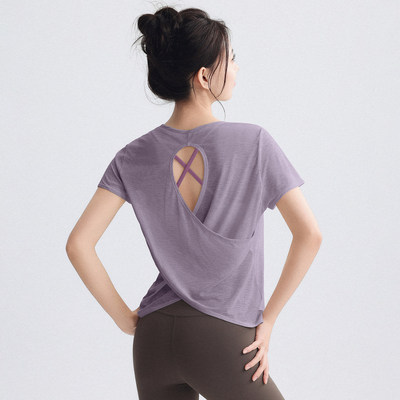 2026新款美背瑜伽服T恤女短袖运动健身服速干上衣宽松罩衫普拉提