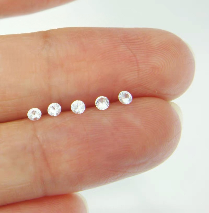 天然白色蓝宝石小圆形斯里兰卡钻石切工首饰配石