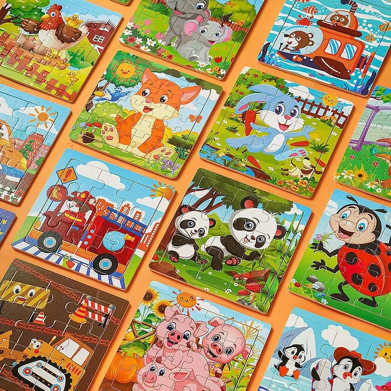 幼儿童拼图9|16|20|60片卡通动物平面拼板宝宝早教益智积木玩具