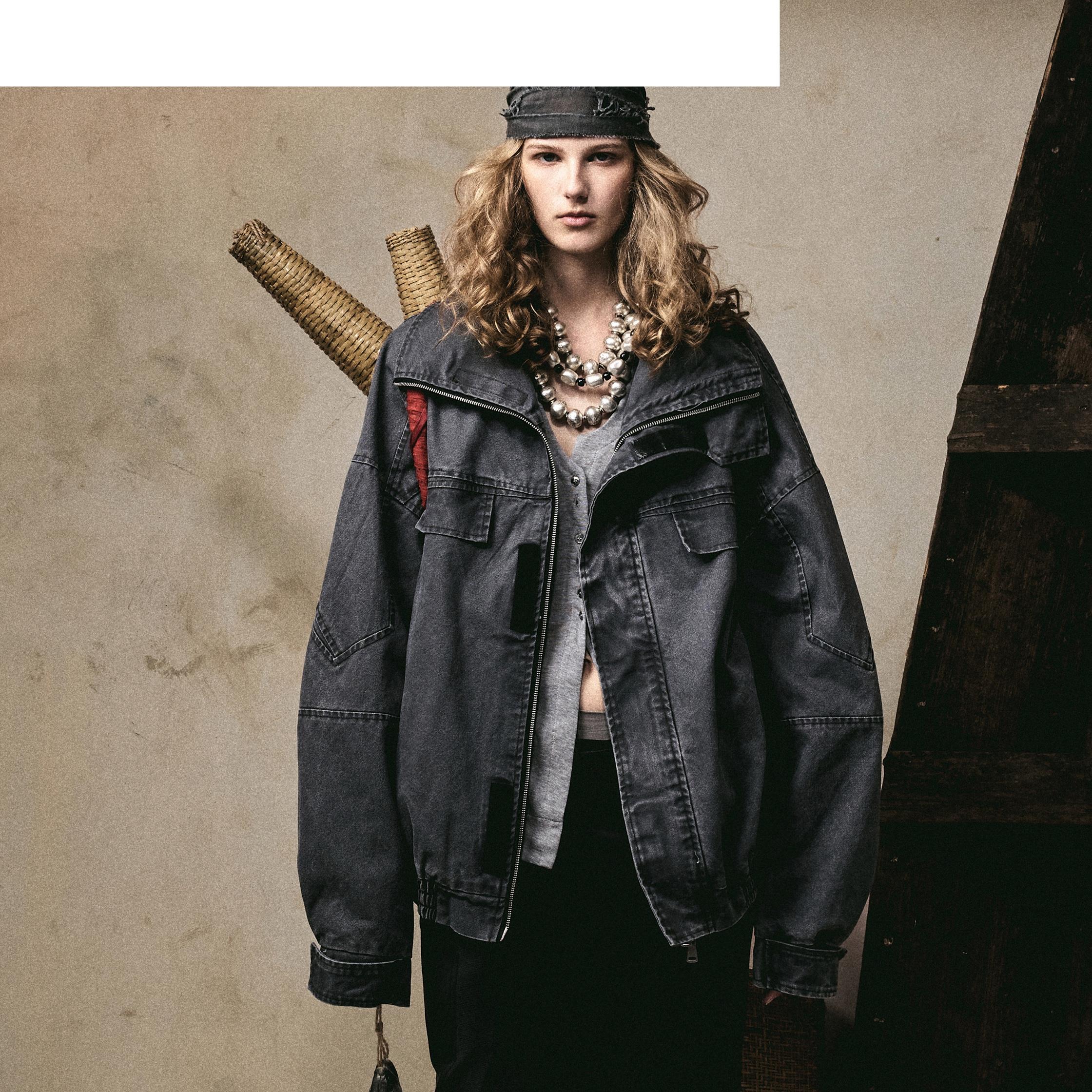 【PAIN】美式潮牌水洗简约结构立领宽松夹克男女ins潮流外套