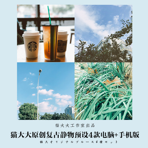 猫大大原创调色咖啡馆日日系复古静物写真后期修图滤镜PS LR 手机