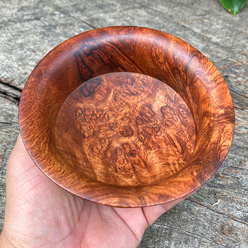 树瘤木碗红木工艺品家居瘿木鬼脸纹缅甸花梨木雕藏式民族风收藏品