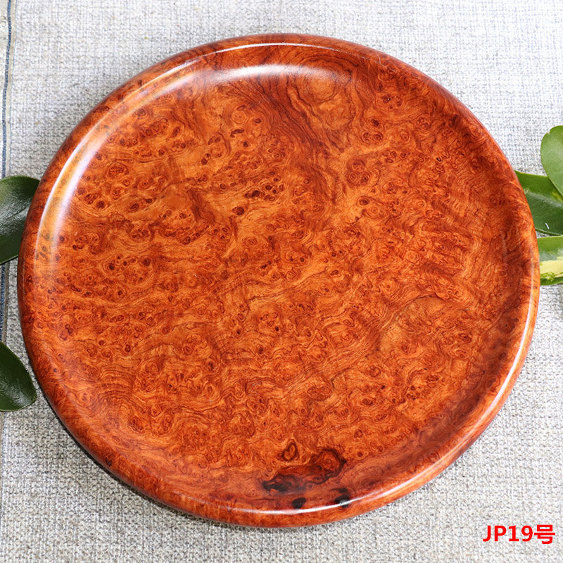 缅甸花梨木树瘤瘿木大果紫檀瘤24.6CM满瘤茶盘果盘装饰盘子JP19