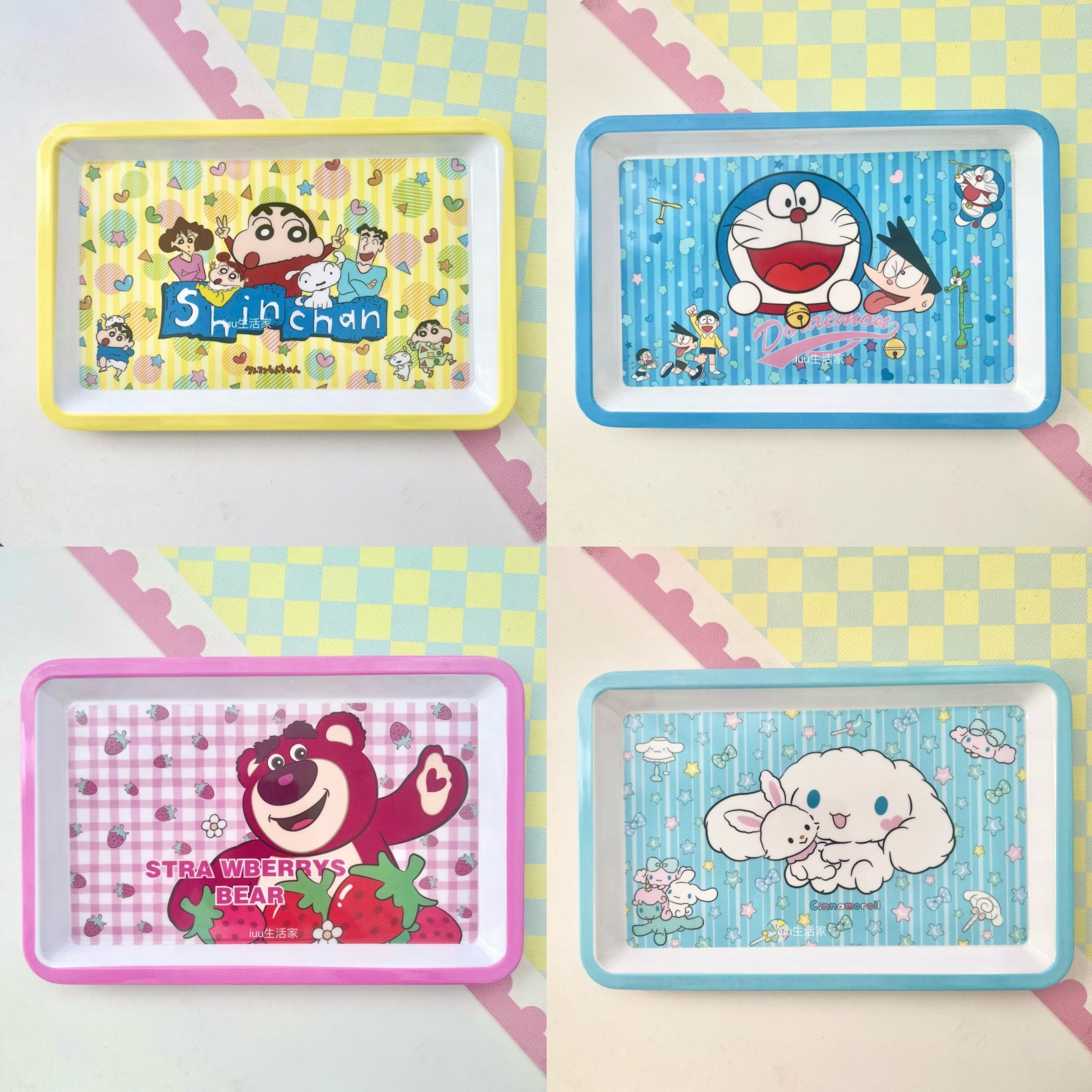 可爱玉桂狗ins风托盘美乐蒂卡通密胺餐盘长方形果盘点心糕点盘子