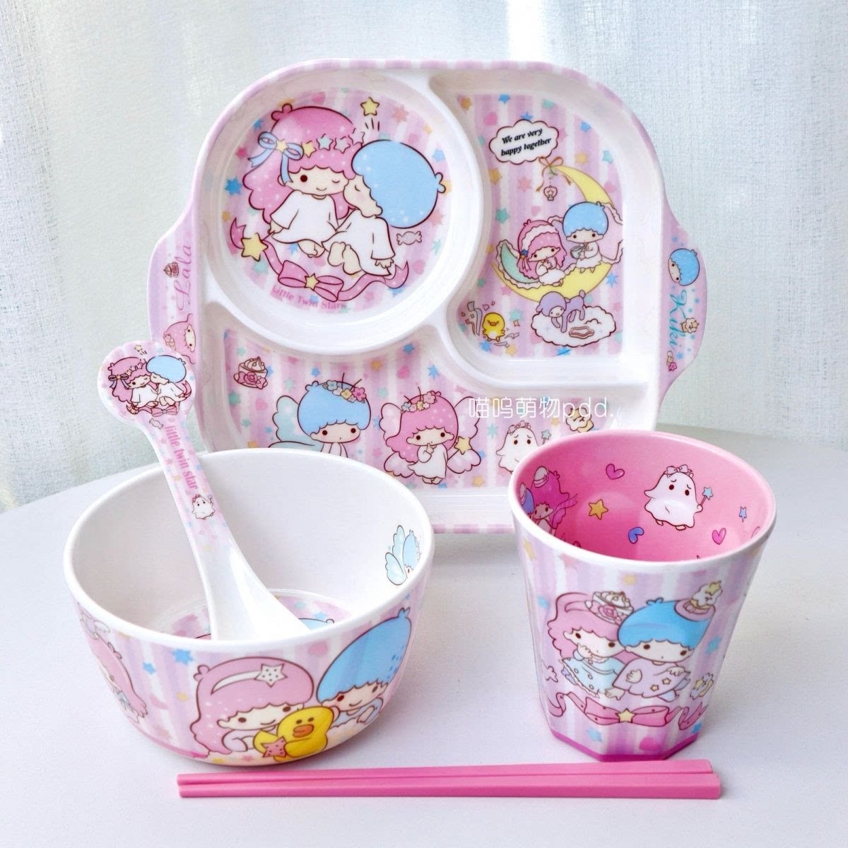 食品级密胺卡通双子星宝宝餐具