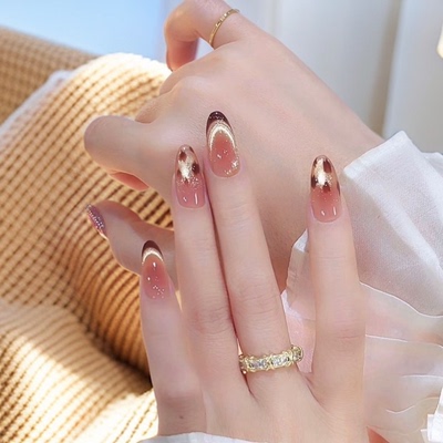 纯手工鎏金法式美甲贴片