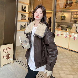 现货！数据好！羊羔毛PU拼接90羽绒服外套90绒-131-7115P275K398图片