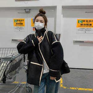 现货羊羔毛拼接加厚麂皮绒外套131-9709P195K278