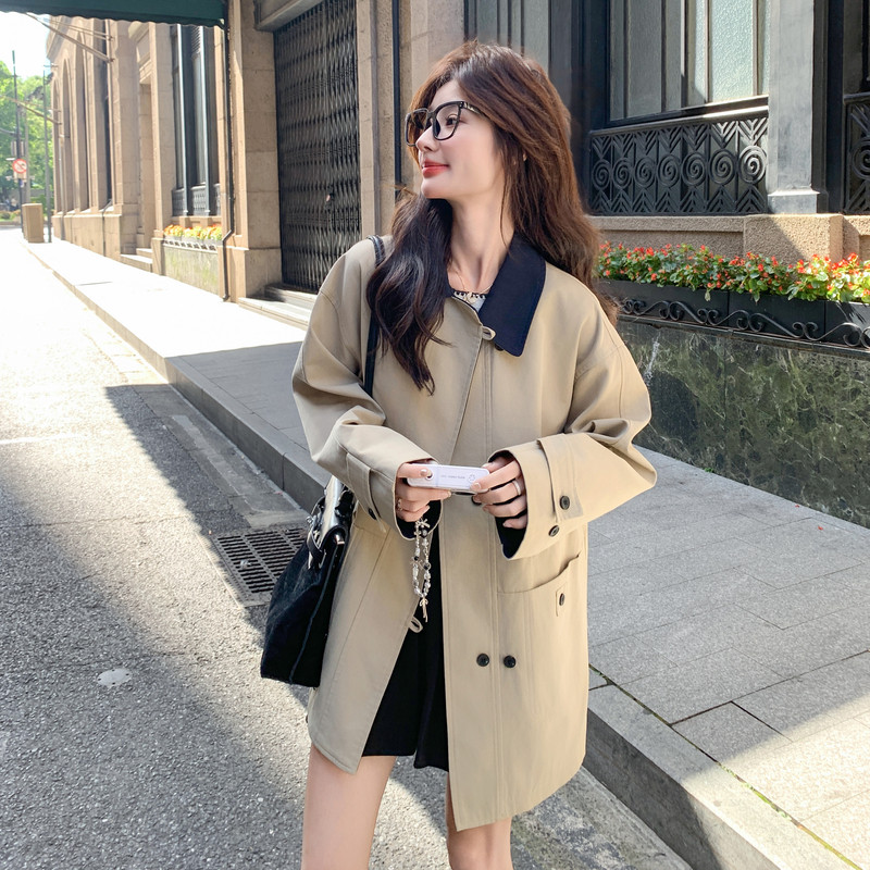 新款现货撞色风衣外套131-7379P175K258,女装风衣,浙宝131