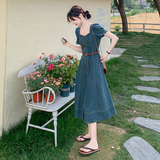 现货！数据好!法式气质复古牛仔连衣裙131-7001P135K198送腰带，女装连衣裙，浙宝131