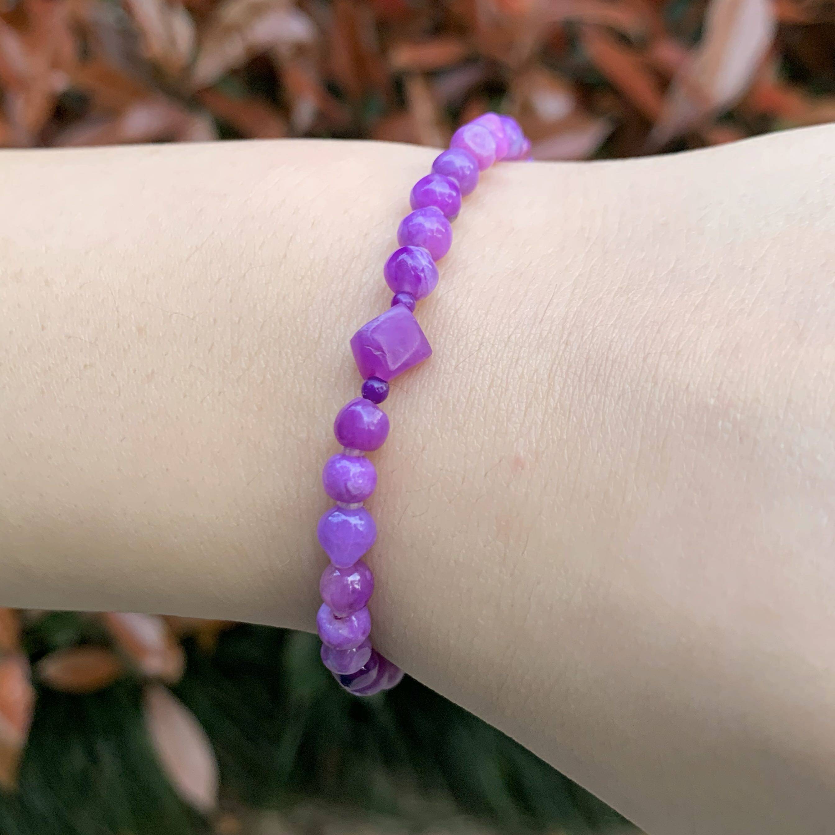 醒走天然舒俱来老料玉化果冻紫樱花奶昔随型手链随形珠苏纪石手串