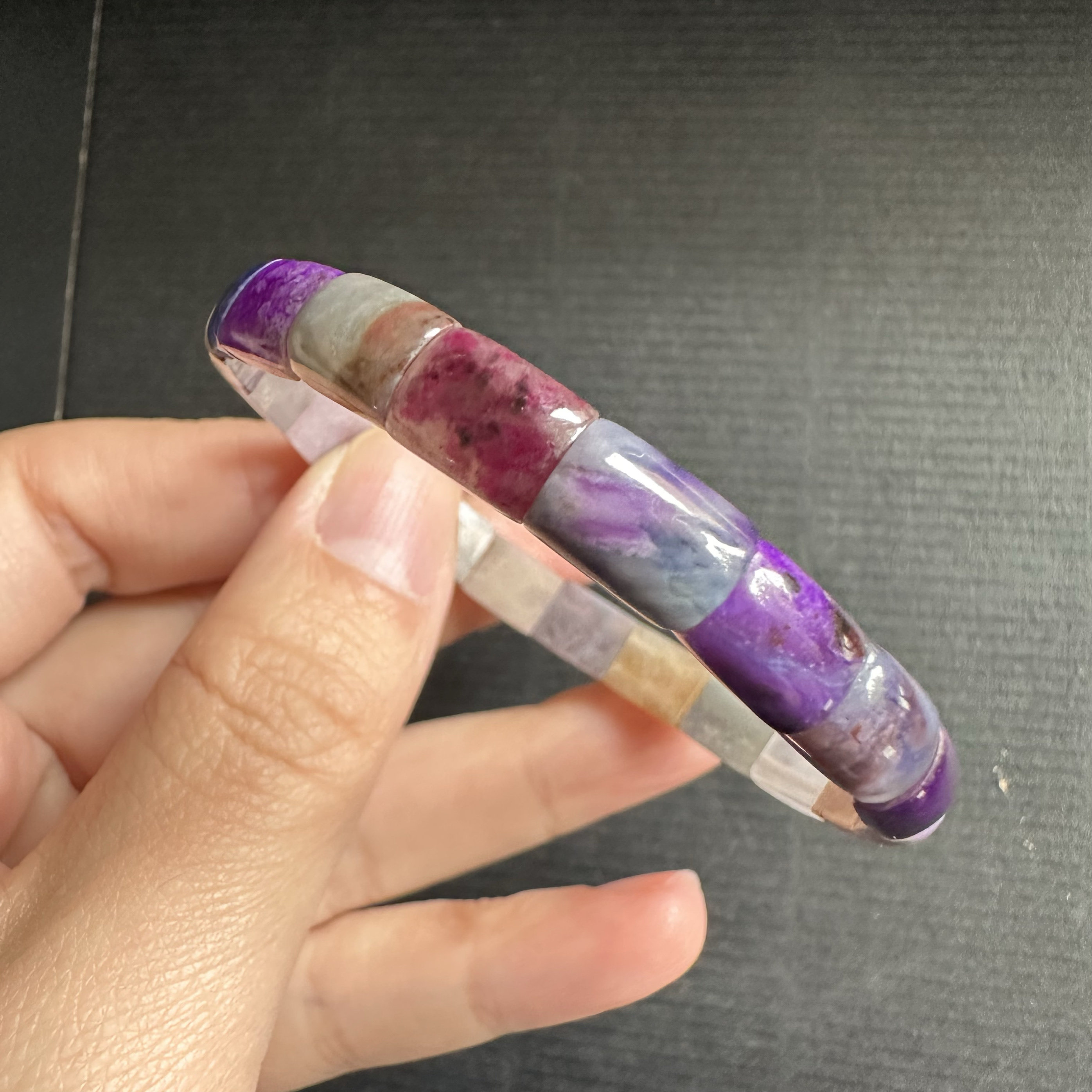 醒走 天然舒俱来老料玉化冰透果冻凝胶糖果彩色极细手排手牌手镯