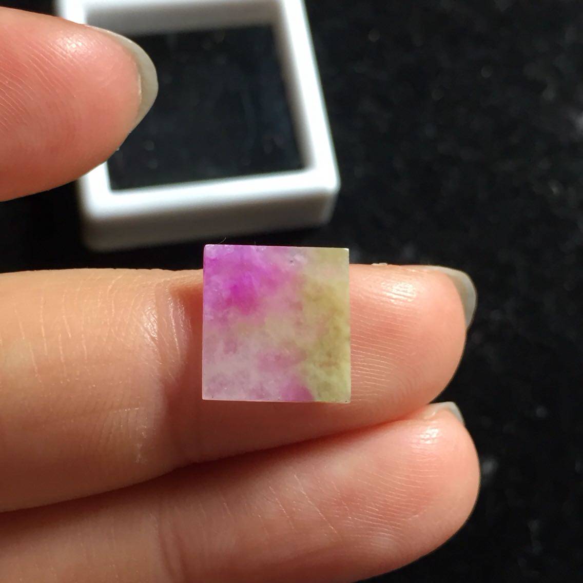醒走天然舒俱来老料冰透玉化桃红樱花绿色方块片戒面方牌裸石吊坠