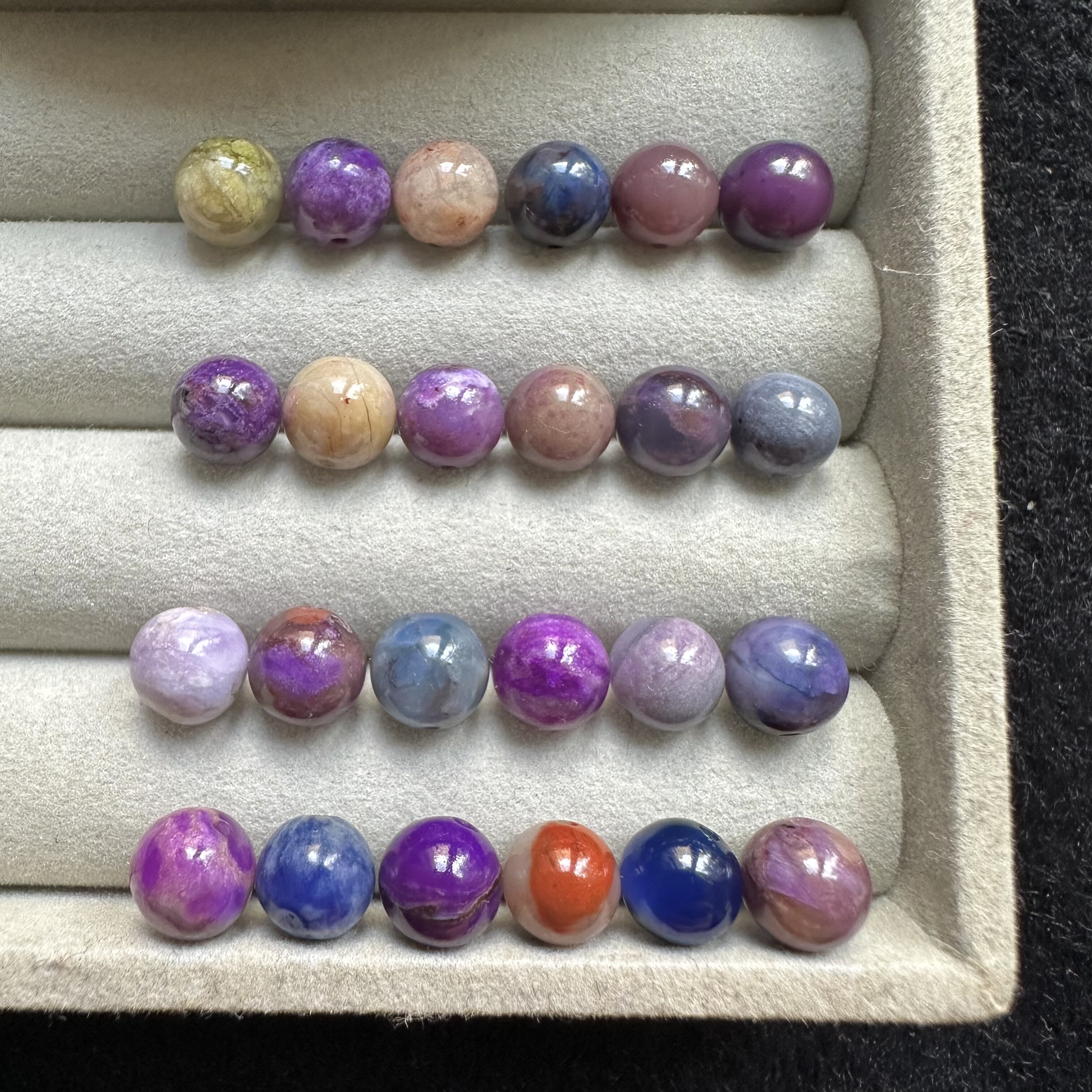 醒走6.5-7mm天然舒俱来玉化皇家紫樱花果冻星际蓝橙黄色散圆珠子
