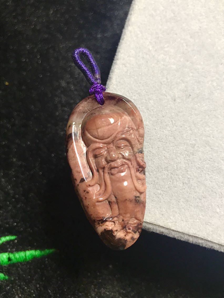 特价 醒走 稀有舒俱来橘色黄色老料老寿星雕刻件吊坠苏纪石雕刻牌