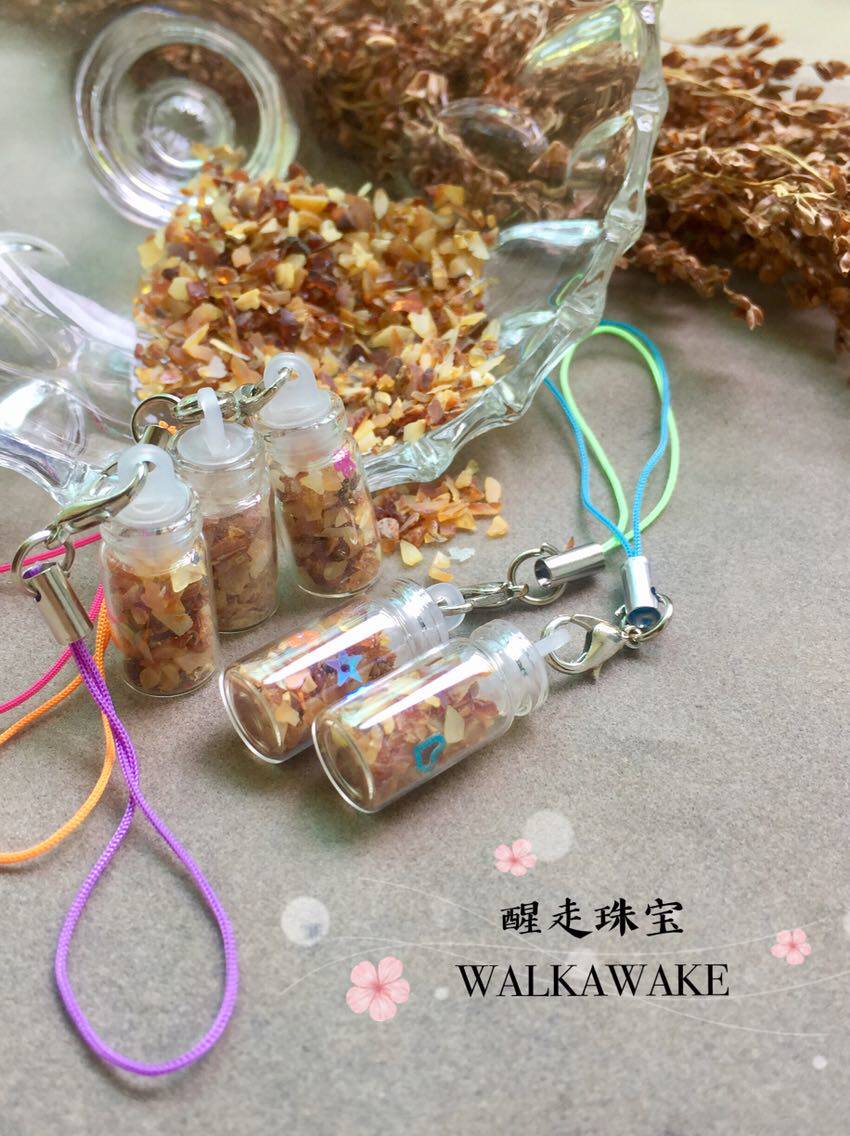 醒走 特价天然波罗的海琥珀粉乌料俄料蜜蜡碎石许愿瓶挂件