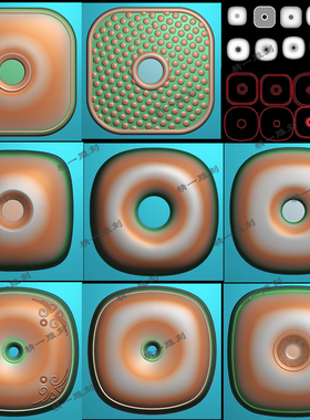 精一jdp格式精雕图1110方形面包平安扣8款灰度图bmp浮雕刻图带线