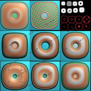 精一jdp格式精雕图1110方形面包平安扣8款灰度图bmp浮雕刻图带线
