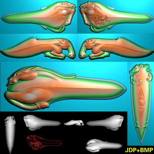 230随形仿古马剑牌杂件挂件灰度图精雕图jdp文件浮雕图