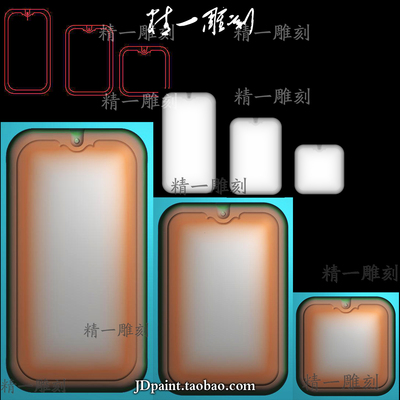 jdp格式精雕图1458三款简约素面平安无事牌精雕图bmp灰度图雕刻图