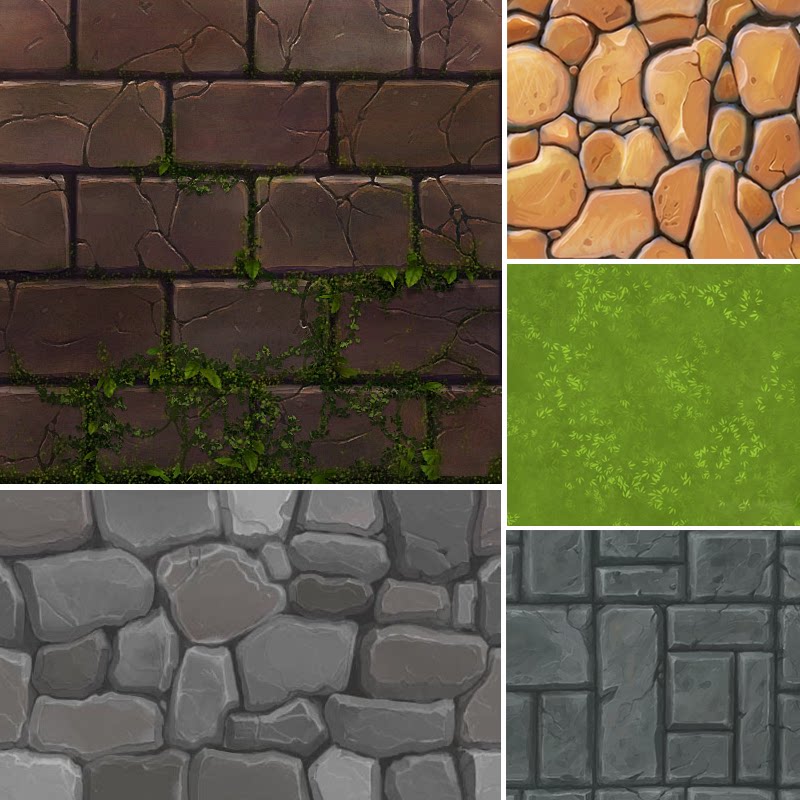 游戏美术资源卡通q版手绘场景地表贴图 山石材质maya贴图