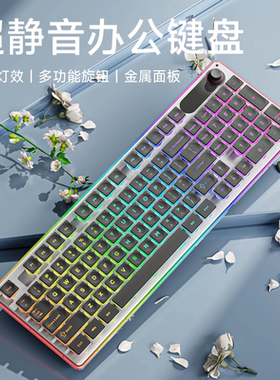 炫光F98超静音键盘机械手感鼠标套装有线RGB笔记本电脑打字办公