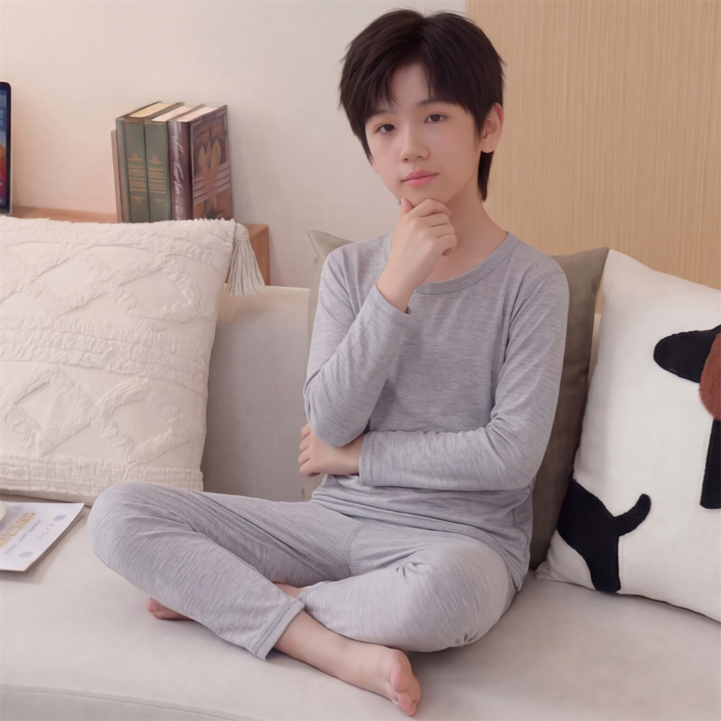 男童纯棉春秋薄款长袖秋衣秋裤