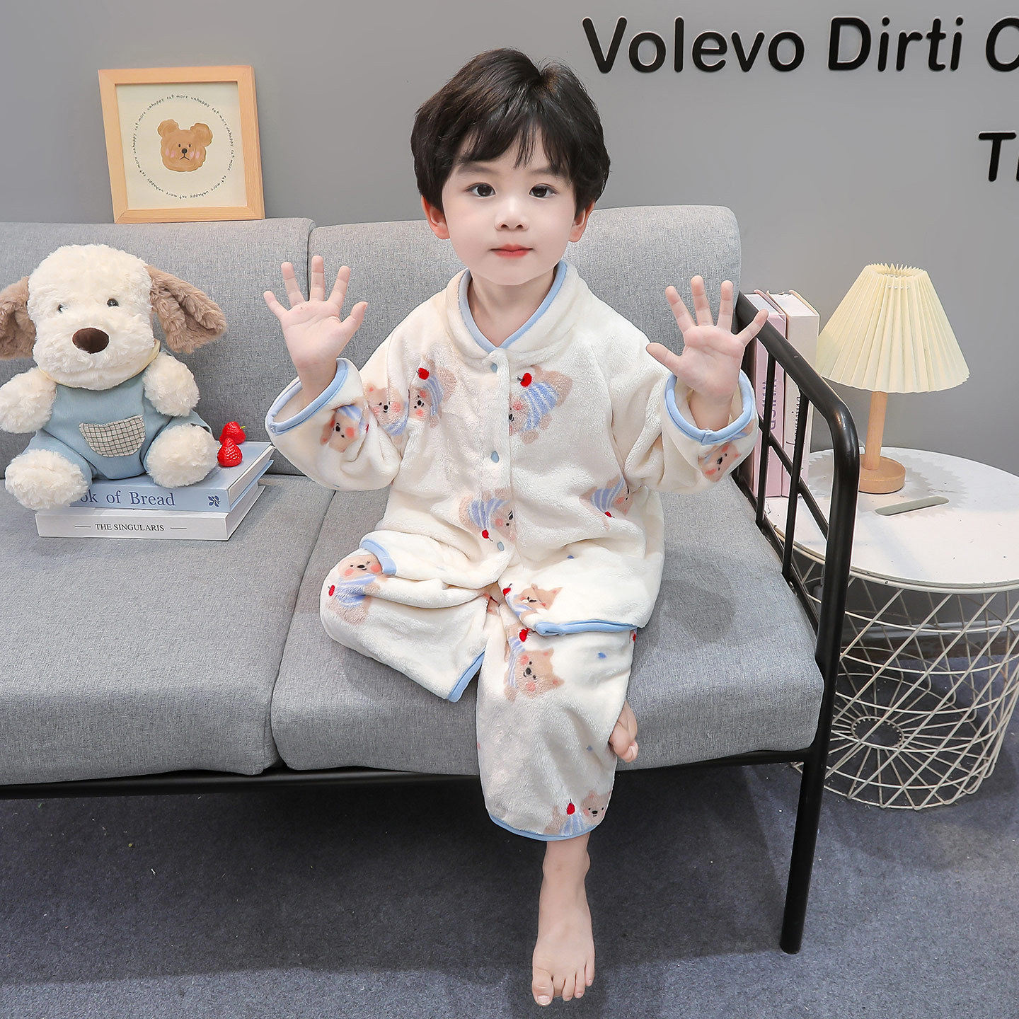 儿童睡衣套装男童秋冬款珊瑚绒长袖宝宝卡通可爱家居服两件套2025