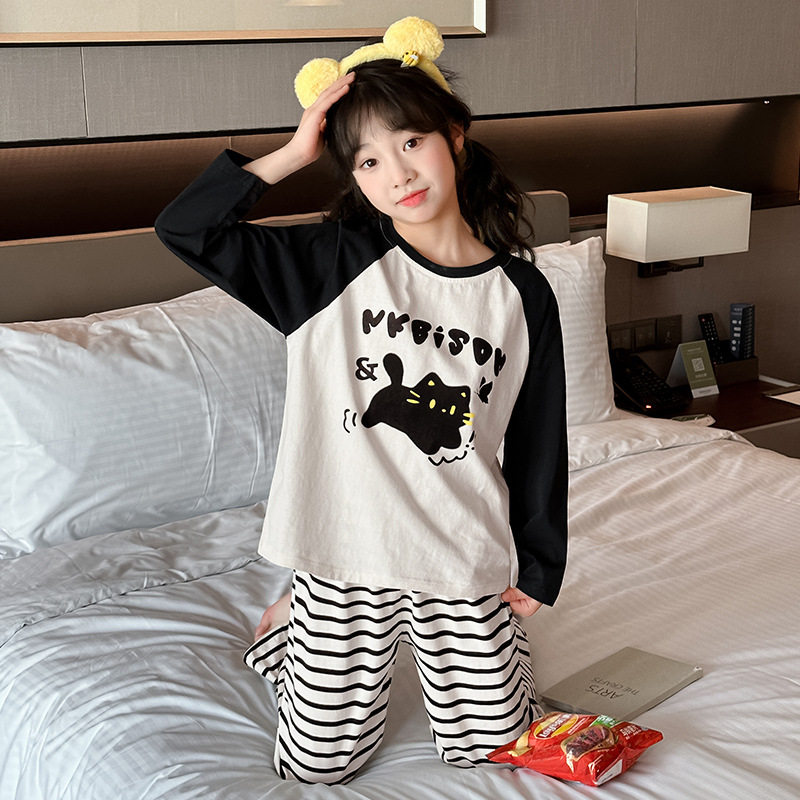 新款2025春季女童纯棉家居服中大童可爱卡通睡衣可外穿套装JM-506