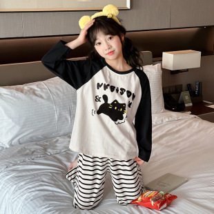 女童纯棉家居服中大童可爱卡通睡衣可外穿套装 506 2025春季 新款
