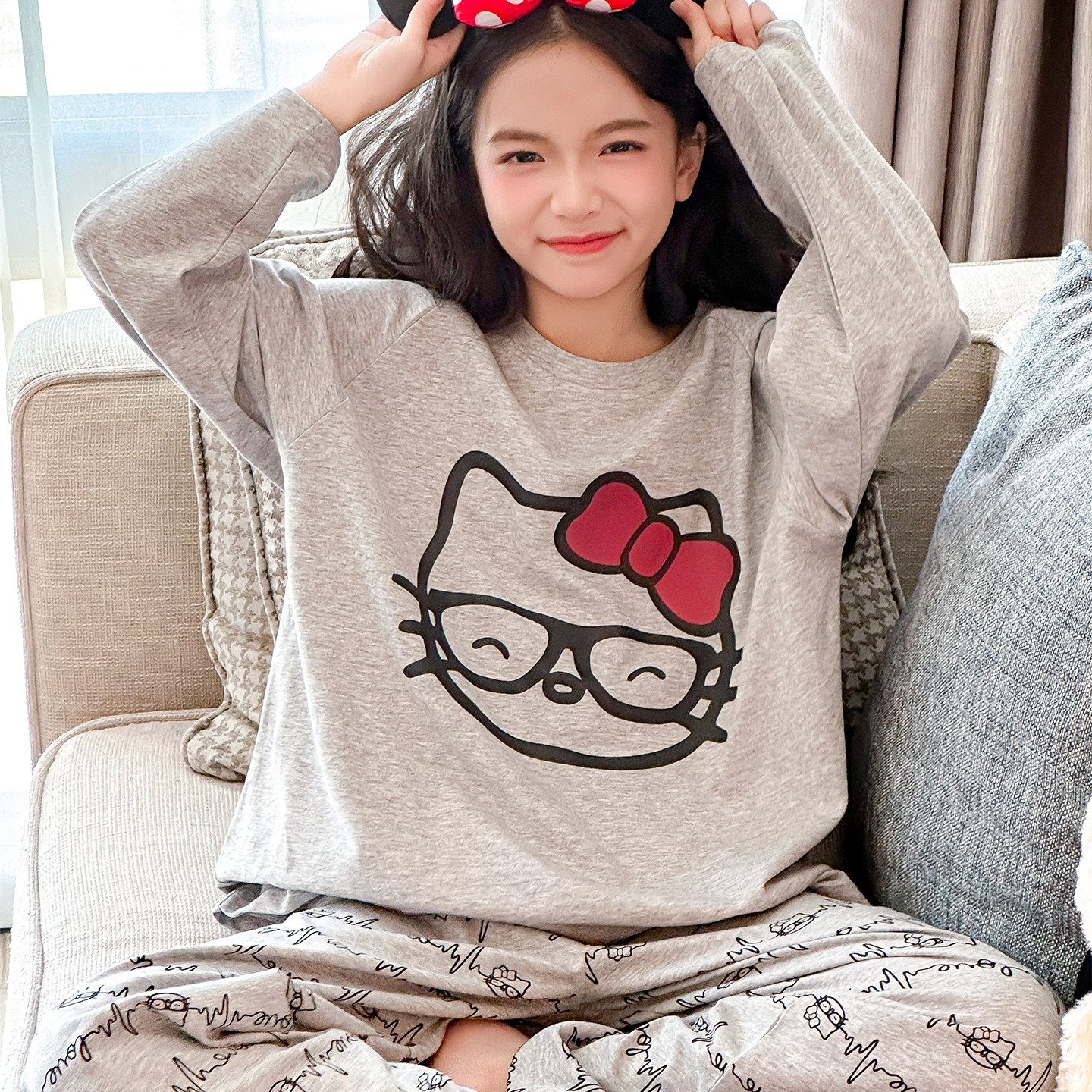 女童纯棉HelloKitty家居服套装
