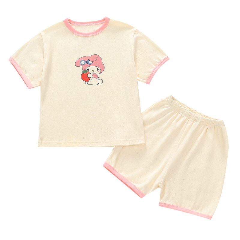 儿童睡衣男女童夏季ins卡通纯棉家居服套装宝宝A类短袖短裤空调服