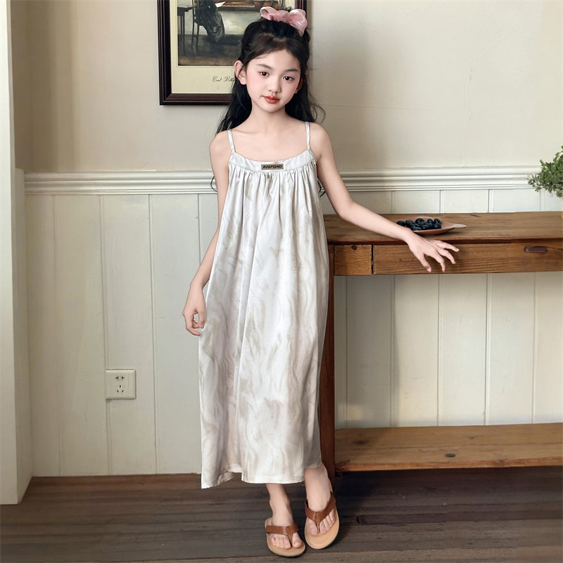 吊带睡裙女夏季莫代尔家居服可外穿高级感长裙中大童薄款家居裙