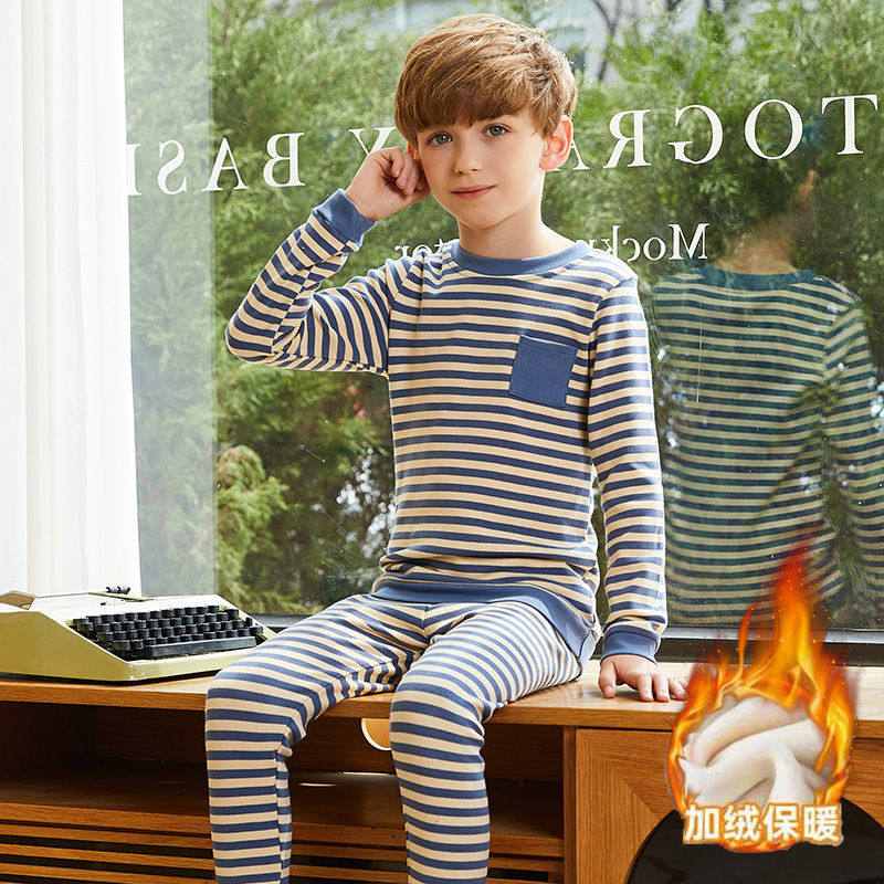 男童内衣套装2025秋冬款加绒青少年保暖打底衫儿童秋衣秋裤加厚装