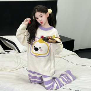 睡衣女秋冬季2025年半边绒加绒加厚学生可爱保暖ins风家居服套装