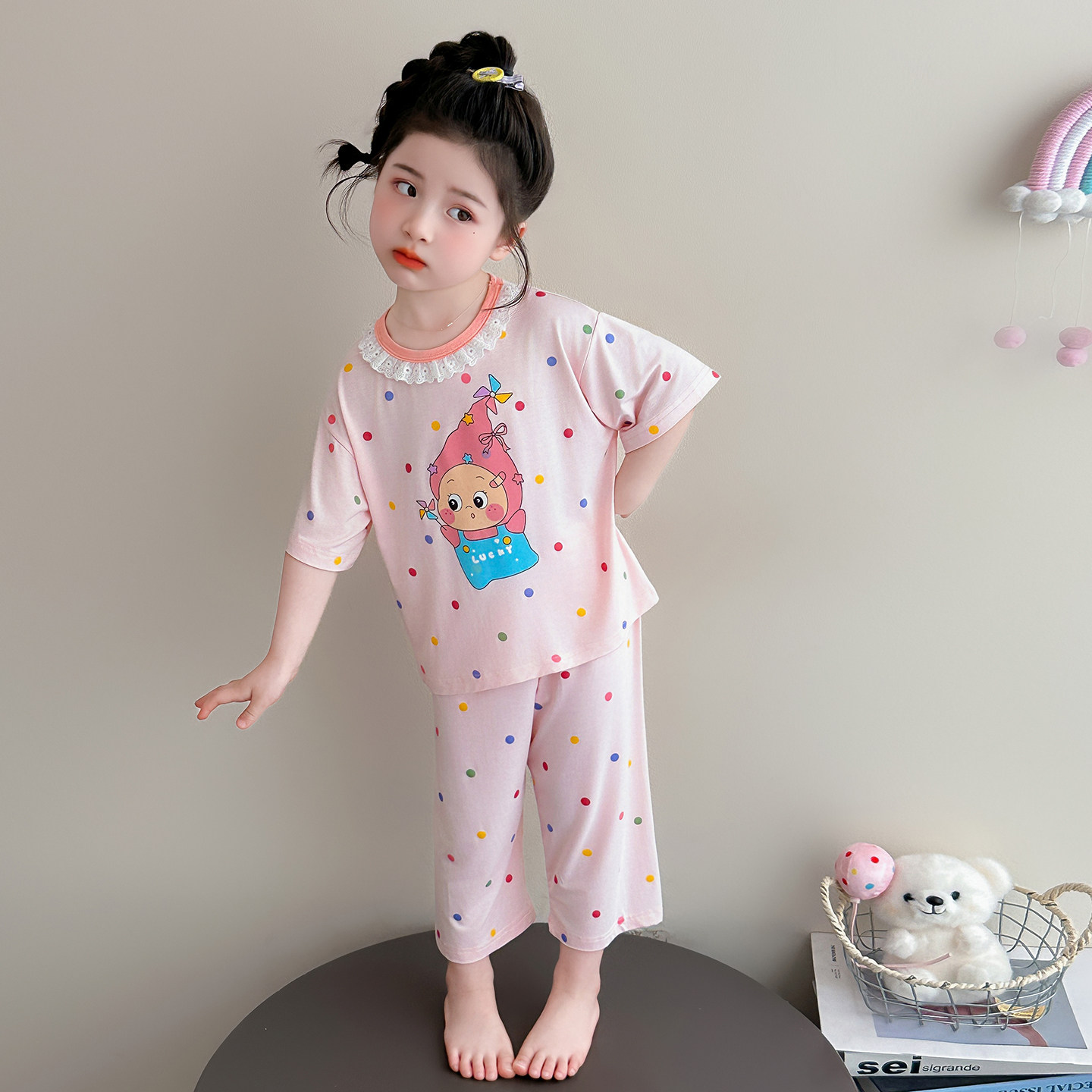 夏季莫代尔女童空调房睡衣套装
