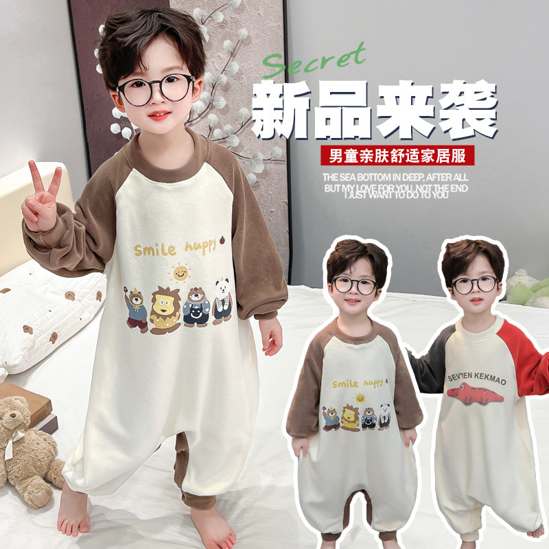儿童连体睡衣冬季奥粒绒加厚保暖