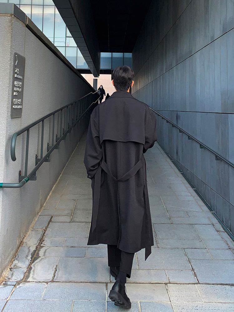 2023 NEW SPRING AND AUTUMN THIN TRENCH COAT DESIGN SENSE PREMIUM MENS KOREAN VERSION MID-LENGTH LOOSE DOUBLE-BREASTED COAT JACKET