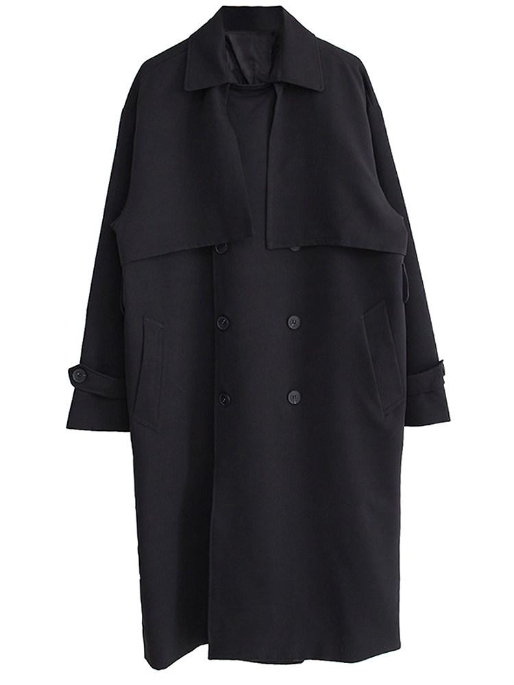 2023 NEW SPRING AND AUTUMN THIN TRENCH COAT DESIGN SENSE PREMIUM MENS KOREAN VERSION MID-LENGTH LOOSE DOUBLE-BREASTED COAT JACKET