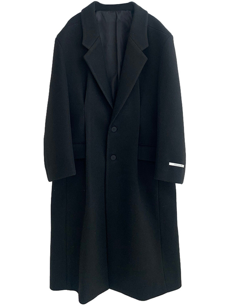 KING COAT WOOLEN COAT MENS LONG WINDBREAKER JACKET MENS HANDSOME OVER THE KNEE CASUAL KOREAN VERSION TREND BRITISH STYLE