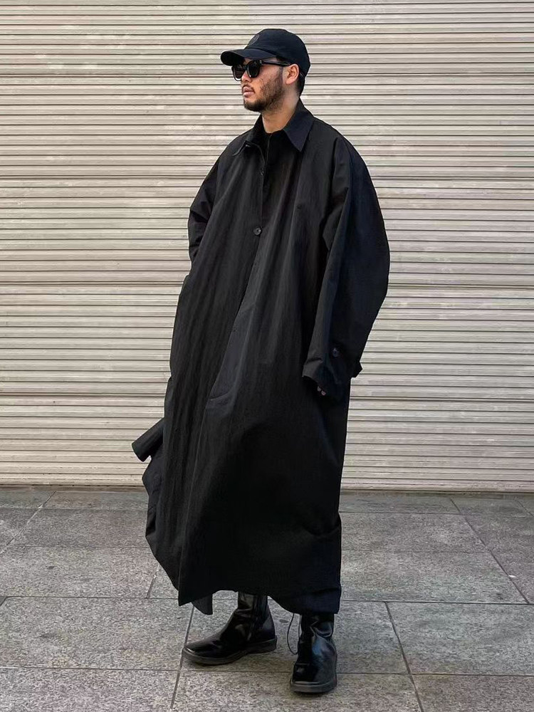 OVERSIZE 2024 NEW WINDBREAKER JACKET MENS CASUAL FAT PLUS SIZE BRITISH STYLE SUPER LONG OVER-THE-KNEE COAT