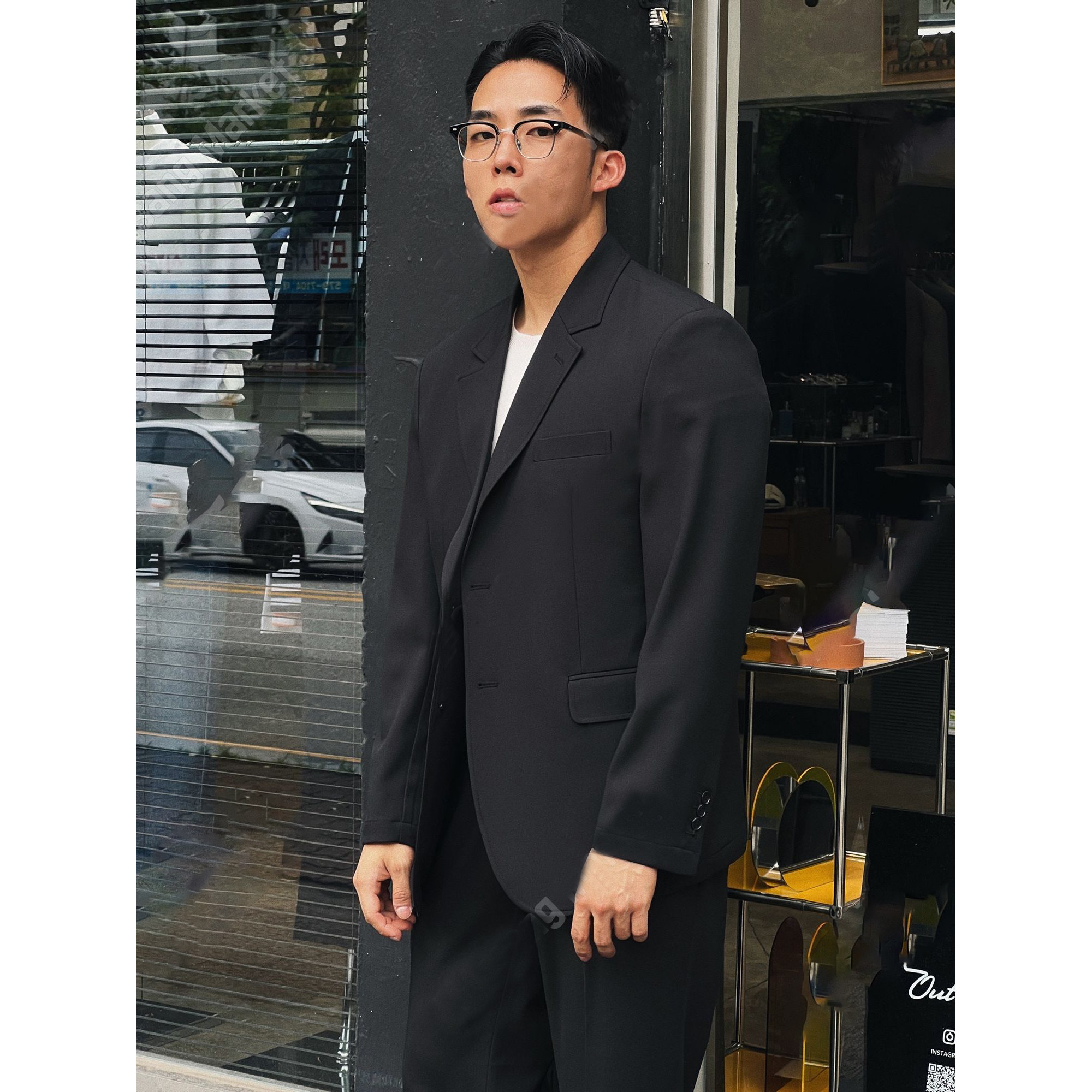 韩国东大门代购ROA高档时尚轻熟百搭时尚垫肩商务休闲西服外套男
