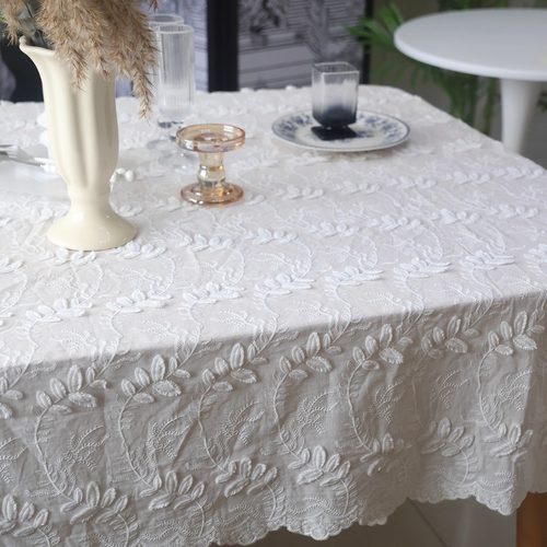 法式复古刺绣防尘桌布轻奢高级感