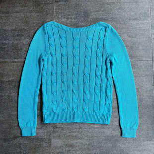 不褪换 美国单秋冬女纯色麻花绞棉粘胶混纺花船领针织衫毛衣线衣