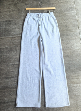 不褪换 澳洲cotton on秋冬季女高腰加绒阔腿直筒长裤卫裤大码胖MM