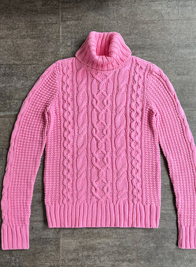 不褪换 RL秋冬季女经典纯色麻花绞花100%棉高领针织衫毛衣线衣