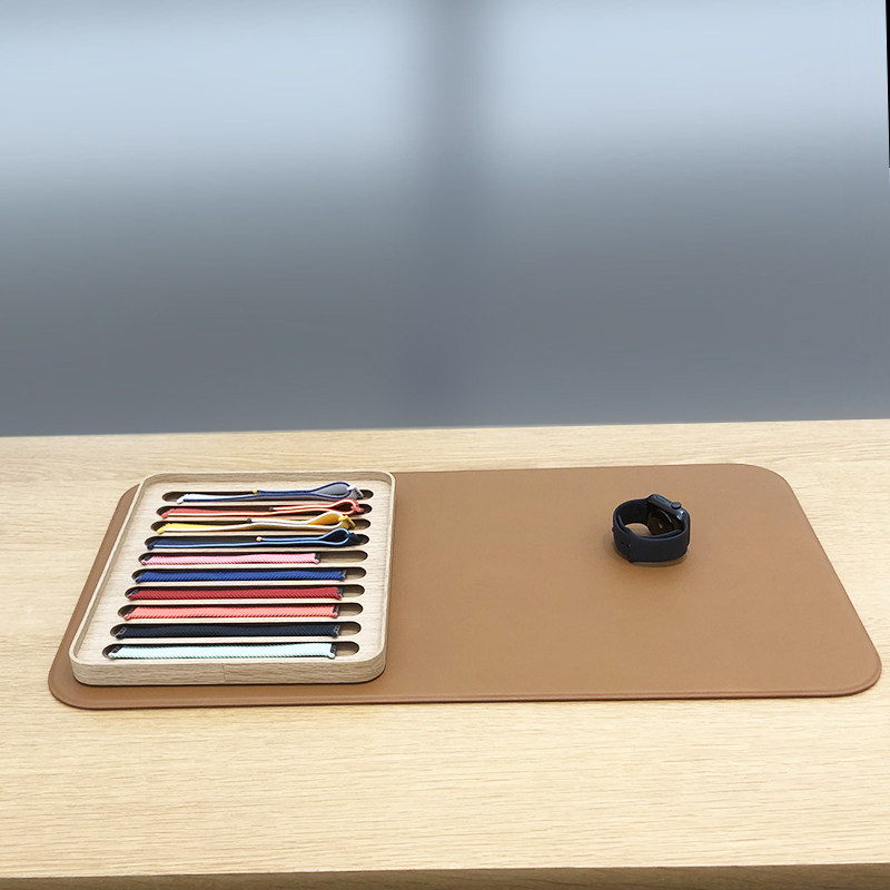 适用苹果专卖店手表试戴皮垫 棕色鼠标防滑桌垫 Watch防滑演示