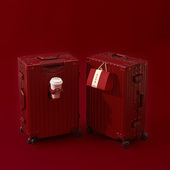 结婚行李箱陪嫁箱红色皮箱子新娘拉杆箱女压婚礼用密码 嫁妆箱一对